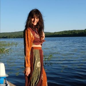 Vintage Rayon Shirt&Skirt Set